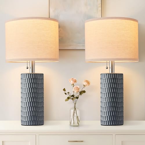 20.5" Modern Ceramic Table Lamps for Bedroom Set of 2 (2 Count)