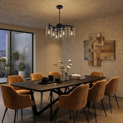 6 Light Modern Farmhouse Black Chandelier (6 Count)