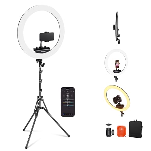 Professional 18 Inch Ring Light with Tripod Stand Phone Holder Compatible with iPhone