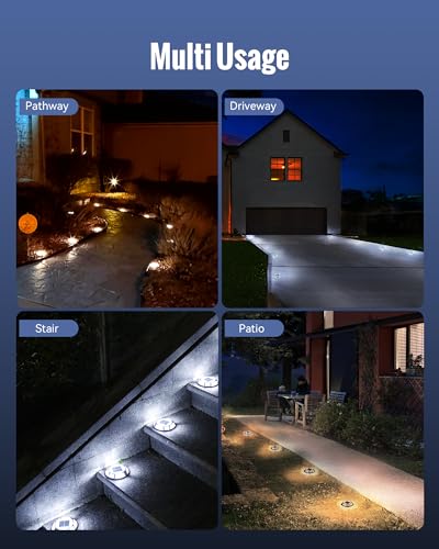 Solar Driveway Dock Lights Outdoor Waterproof 12 Pack (12 Count)