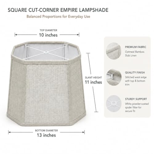 Natural Linen Square Cut Corner Lamp Shades Set of 2