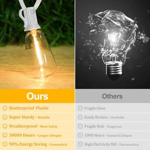 25FT Outdoor String Lights 13 Bulbs