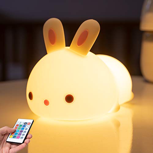 Bunny Squishy Gifts for Kids Night Light with Remote