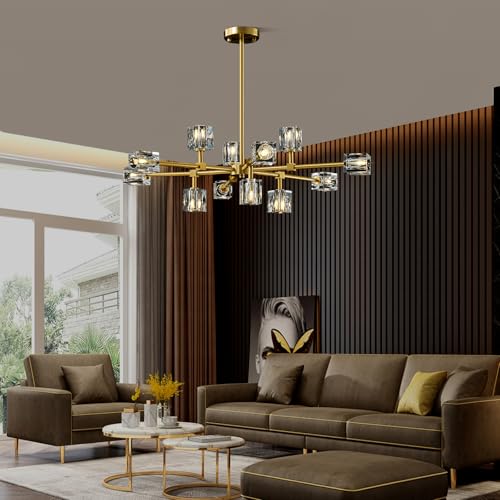 Modern Sputnik Crystal Brass Chandelier