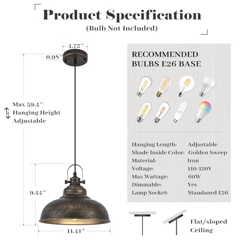 Gold Pendant Lights Kitchen Island (2 Count)