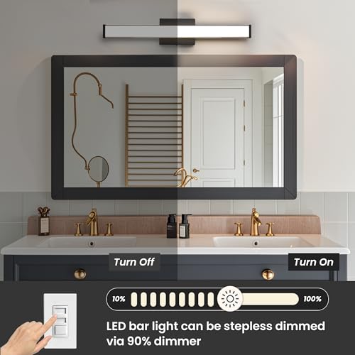 Modern LED Bathroom Vanity Light 24 inch 18W Dimmable 3CCT Bathroom Light Fixture Over Mirror Rectangle Bath Vanity Light Bar with Double Layer Acrylic Shade (24 inch(es))