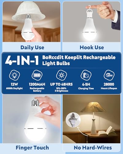 KeepLit 6 Pack Emergency Rechargeable Light Bulbs (6 Count)