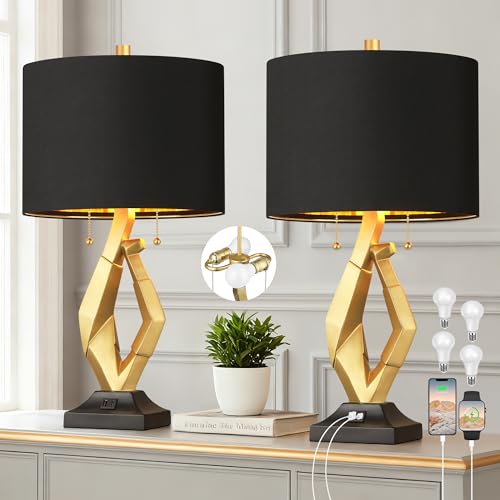 Modern Black and Gold Lamp Set of 2 (2 Count)