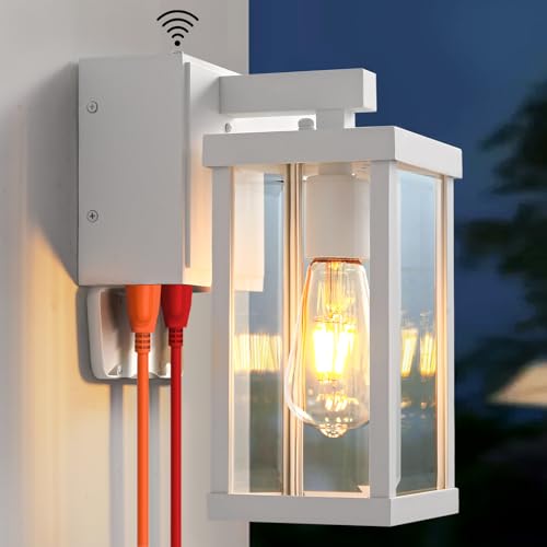 Porch Lights with GFCI Outlets Dusk to Dawn Outdoor Wall Lights Waterproof Exterior Lighting Fixtures Modern Outside Lights Wall Mount for House Patio Garage