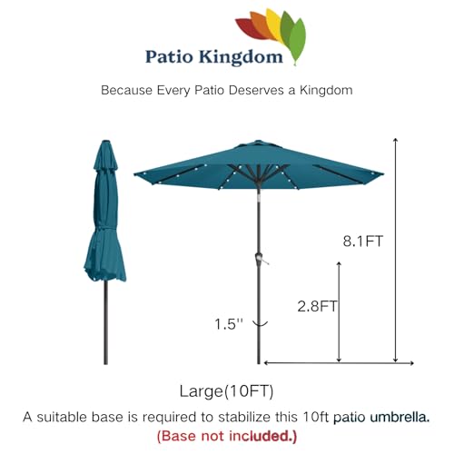 10FT Solar Umbrella 32 LED Lighted Patio Umbrella Table Market Umbrella w