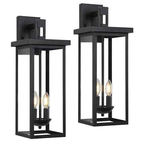 22'' Large Black Outdoor Wall Lantern (2 Count)