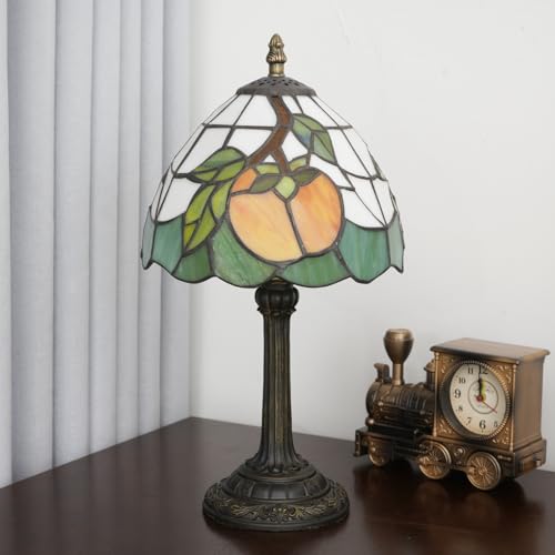 Tiffany Lamp Stained Glass Table Lamp 8X8X14 Inches Persimmon Style Living Room Bedroom Dorm Kitchen Home Decor Festival Birthday Gift