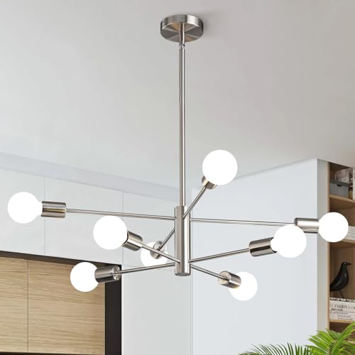 Modern Chandelier Ceiling Light Fixture Brushed Nickel Sputnik Chandeliers for Bedroom Living Room 8
