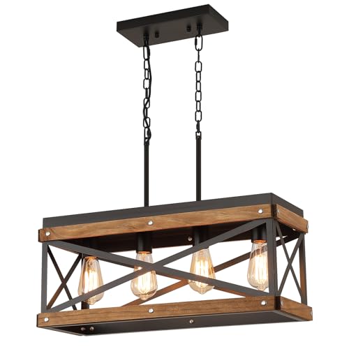 Rustic Farmhouse Wood Kitchen Island Lighting