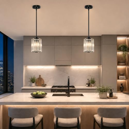 Matte Black Pendant Lights Kitchen Island 2 Pack