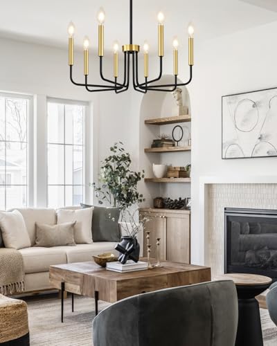 8 Light Black and Gold Chandelier