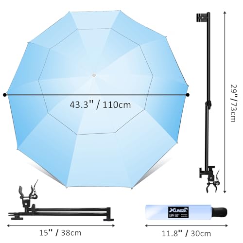 UPF 50+ Beach Umbrella with Adjustable Universal Clamp