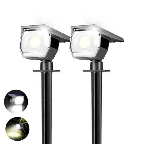 2 Pack Solar Spot Lights Outdoor Waterproof