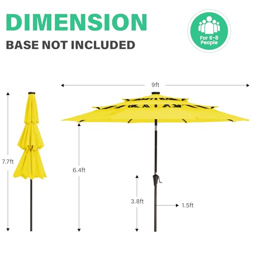 9 ft 3 Tier Outdoor LED Lighted Patio Umbrella w