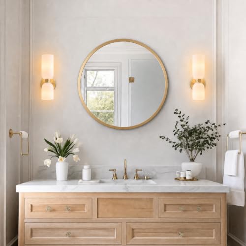 Gold Wall Sconces Set of Two with Milky White Glass