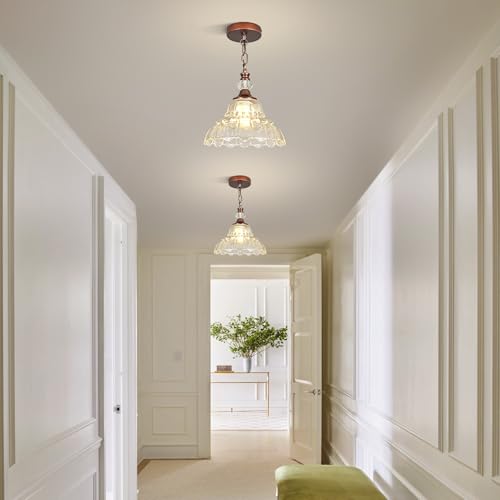 1 Piece Vintage Chandelier in Antique Red Bronze Finish with Flower (1-Light / Antique Red Bronze and Chain Style)