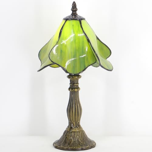 Small Tiffany Lamp Green Yellow Morning Glory Style W8H14.5 Inch