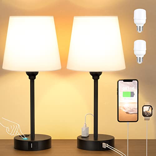 White Bedside Lamps Set 2 for Bedroom (2 Count)