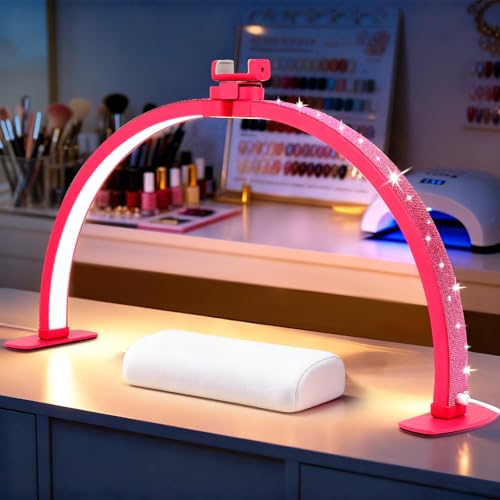 Half Moon Light for Nail Desk with Phone Holder