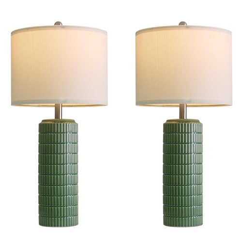27.5" Dark Green Ceramic Table Lamps for Living Room (2 Count)