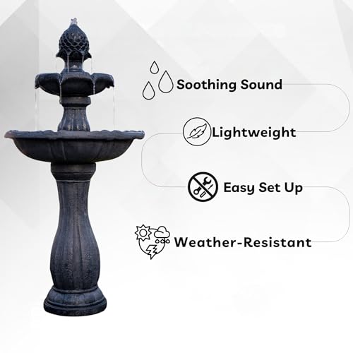 44" Solar Powered Outdoor Fountain