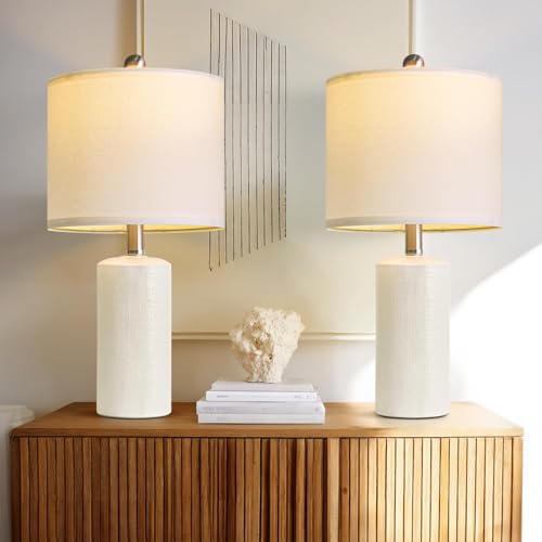 Small Table Lamps Set of 2 for Living Room 20.25" White Lamps Bedside Lamps (2 Count)