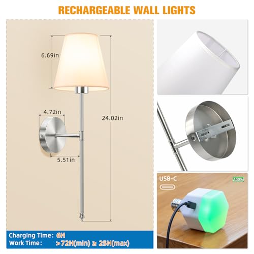 Battery Operated Wall Sconce Set of 2 (2 Count)