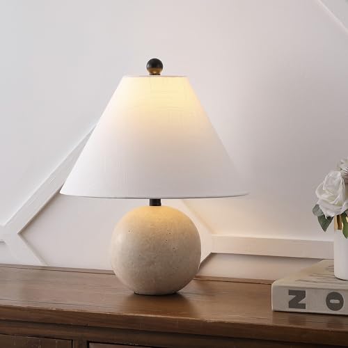 Liza 16" Modern Travertine Stone Bedside Table Lamp