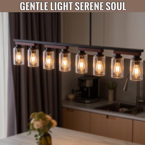 8 Light Black Linear Chandelier