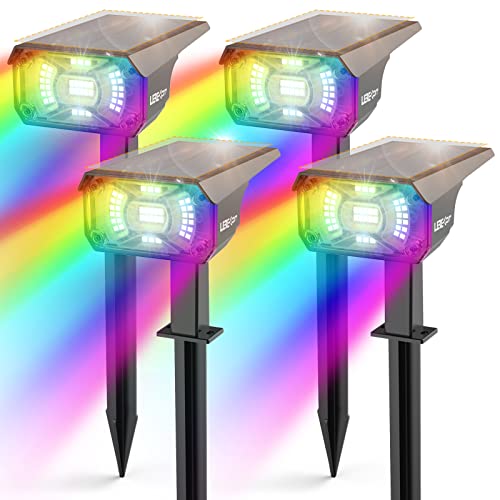 Color Solar Light Outdoor Waterproof Spotlights with 9 Light Modes (4 Count)