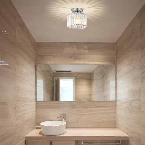 Crystal Chrome Semi Flush Ceiling Light 8.66 Inch
