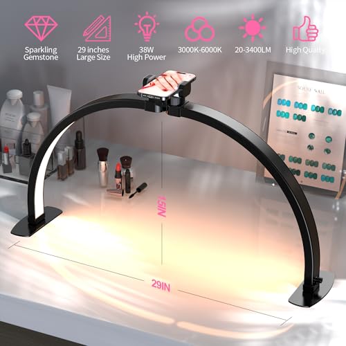 Large Half Moon Nail Desk Lamp with Phone Holder
