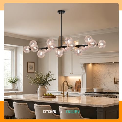 Linear Chandeliers 55'' Sputnik Glass Chandelier for Dining Room 16 Light