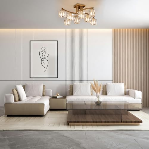 Modern Crystal Ceiling Light Fixture Gold Semi Flush Mount Ceiling Light with 8