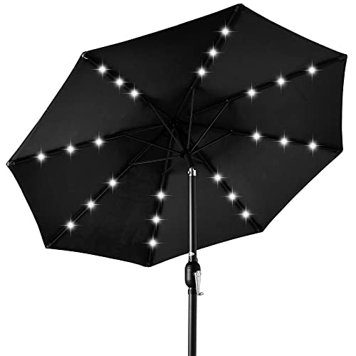 10ft Solar Polyester LED Lighted Patio Umbrella w (10 Feet)