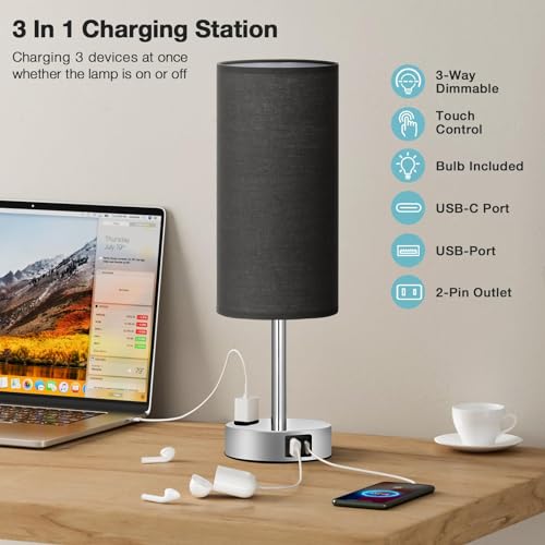 Black Bedside Lamp for Bedroom