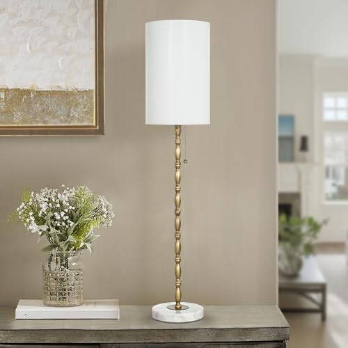 31" Tall Skinny Gold Buffet Lamps Set of 2 with Marble Base for Living Room (2 Count)