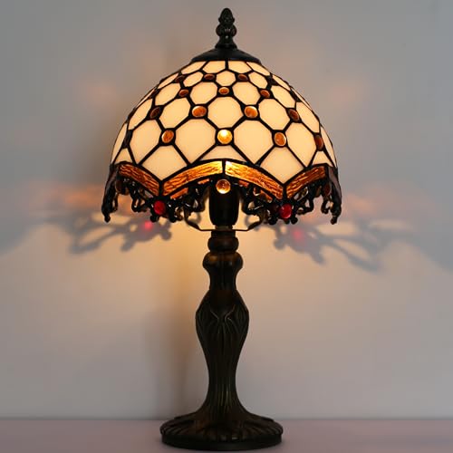 Small Tiffany Table Lamp Stained Glass Memory Lamp Ivory Pearl Style