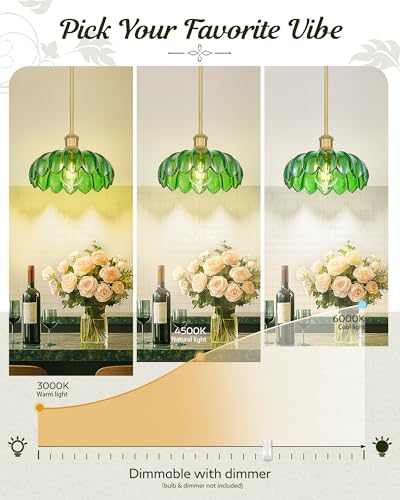 Retro 10.4" Green Glass Pendant Light for Kitchen Island