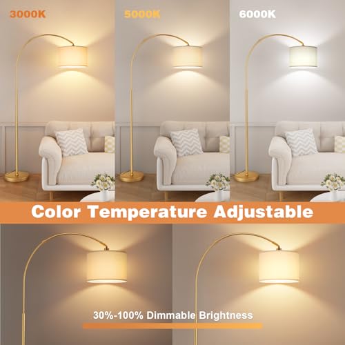 Dimmable Arc Floor Lamp with Remote