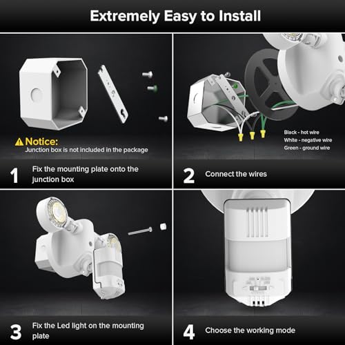 Upgraded 25W 3000LM Motion Sensor Outdoor Lights