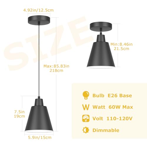 Black Pendant Light Kitchen Island (3 Count)