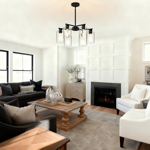 6 Light Black Modern Farmhouse Chandelier Light