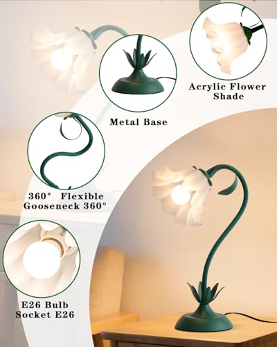 Flower Table Lamp Cute Desk Lamp for Bedroom Home Decor