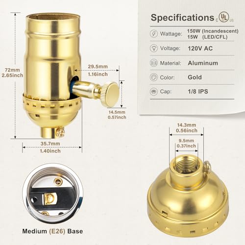 UL Listed Full Range Dimmer Lamp Socket Replacement